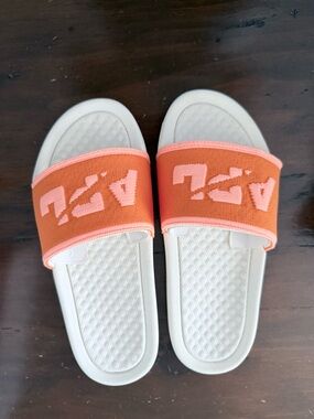 APL Slide Sandals in Orange and Pink with White Footbed